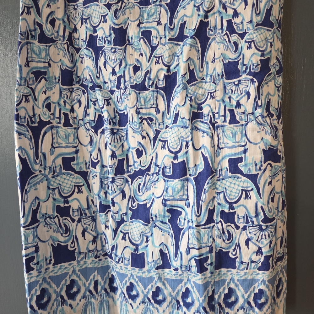 Lilly Pulitzer Cathy Shift Dress In Blue Elephant Print Size 0 - Picture 2 of 7
